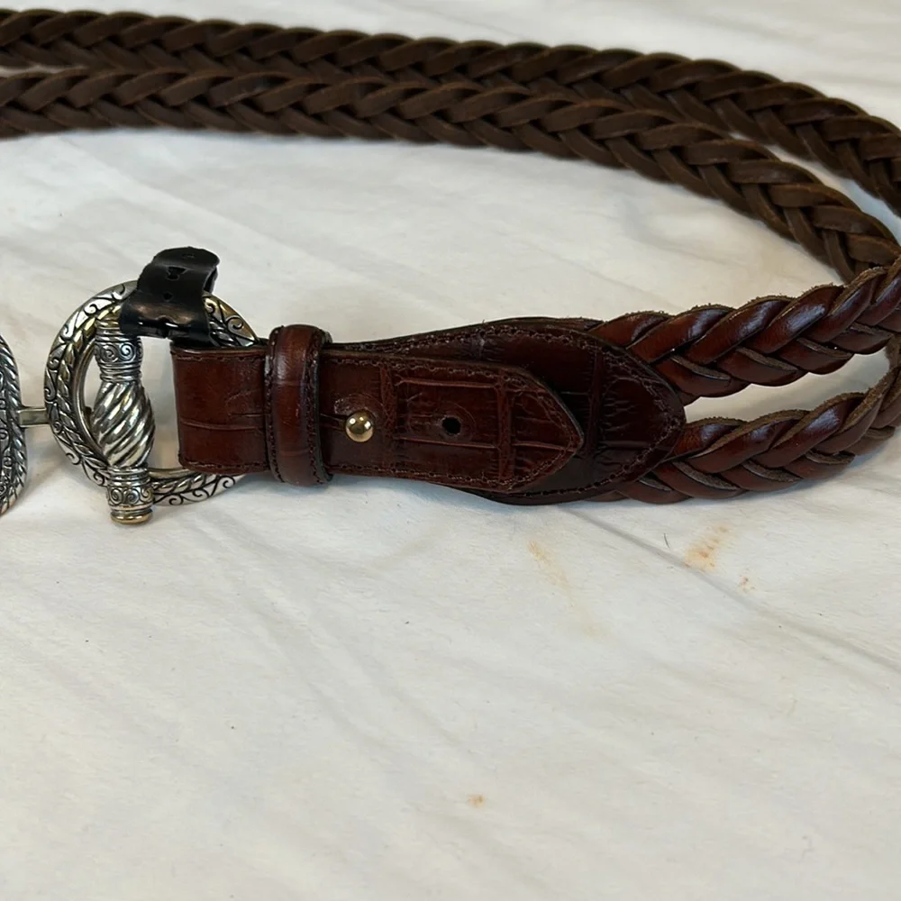 Brighton brown double braid leather belt. New. 1996 size medium.